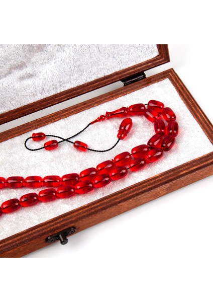 Eski Avusturya Oyun Zar Obje Ateş Kehribar Kapsül Kesim 8X12MM Tesbih - Şeffaf Kırmızı fırsatları