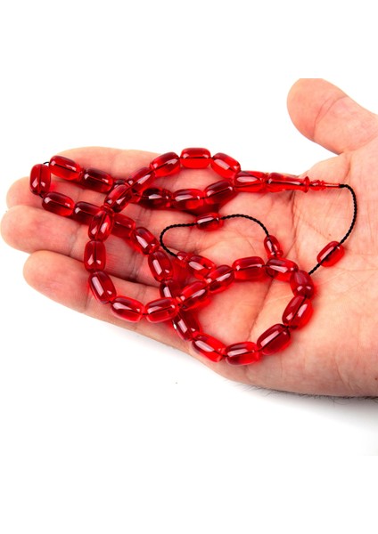 Eski Avusturya Oyun Zar Obje Ateş Kehribar Kapsül Kesim 8X12MM Tesbih - Şeffaf Kırmızı indirimleri