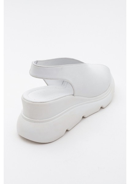Sam Beyaz Cilt Deri Kadın Dolgu Topuk Sandalet fırsatları