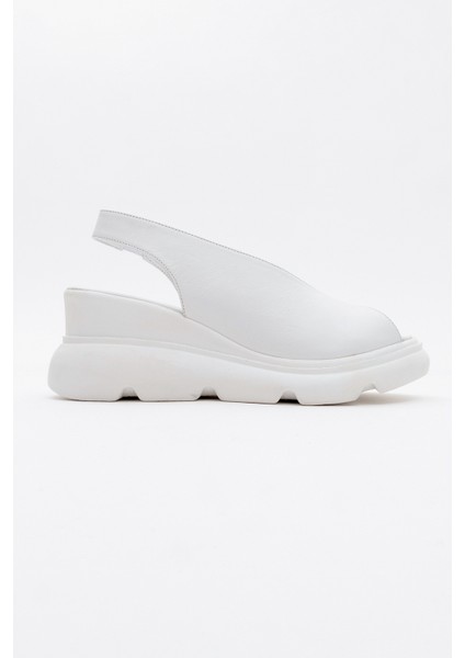 Sam Beyaz Cilt Deri Kadın Dolgu Topuk Sandalet indirimleri