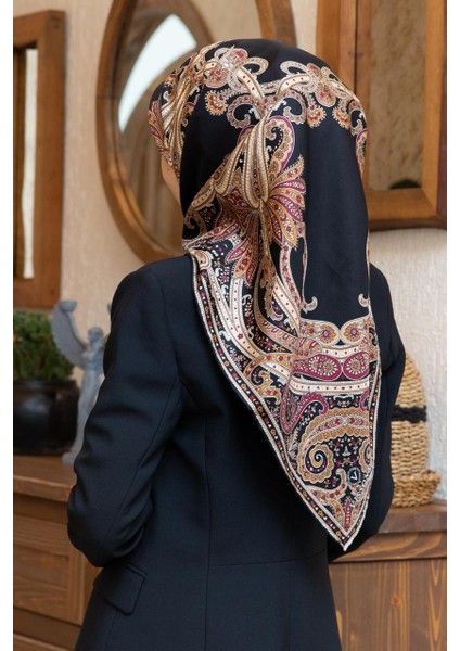 Twill Ipek Eşarp Siyah, Bordo 60777-0018
