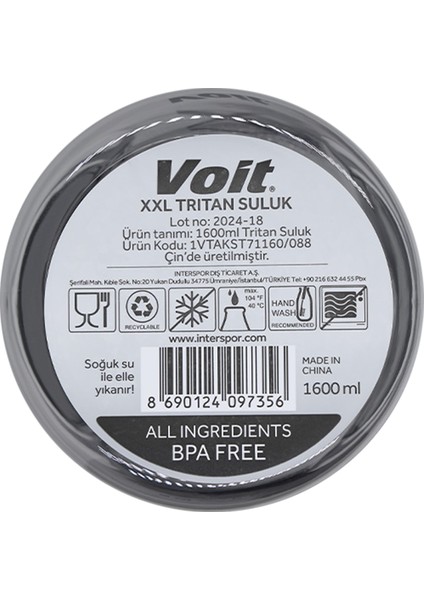Voıt Xxl Trıtan Suluk 1600ML / Siyah