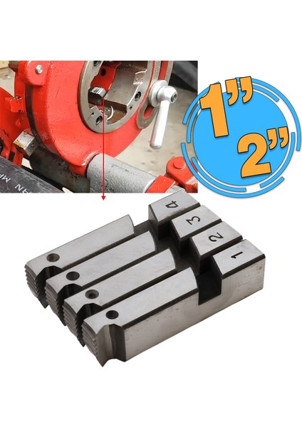 Metal Diş Açıcı Proter Pafta Tarak 4'lü Set Yedek Diş Açma Tarağı 1" - 2" Freze Çelik