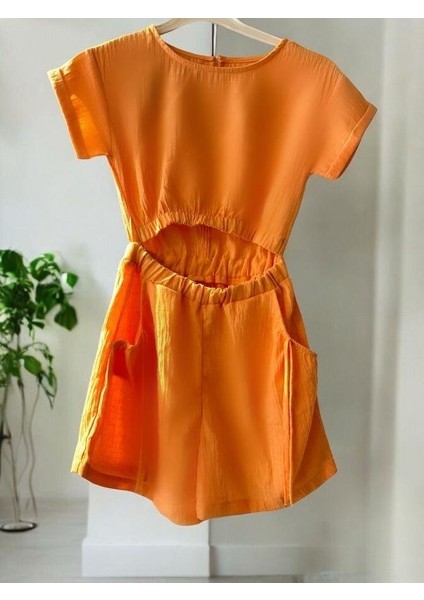 Kız Çocuk Dokuma Göbek Dekolte Detaylı Şort Tulum fiyatları