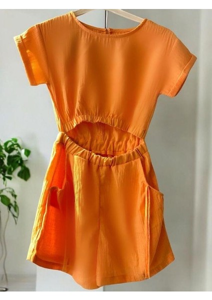 Kız Çocuk Dokuma Göbek Dekolte Detaylı Şort Tulum fırsatları