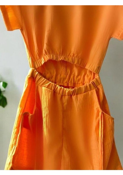 Kız Çocuk Dokuma Göbek Dekolte Detaylı Şort Tulum indirimleri