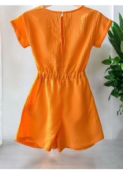 Kız Çocuk Dokuma Göbek Dekolte Detaylı Şort Tulum fırsatları