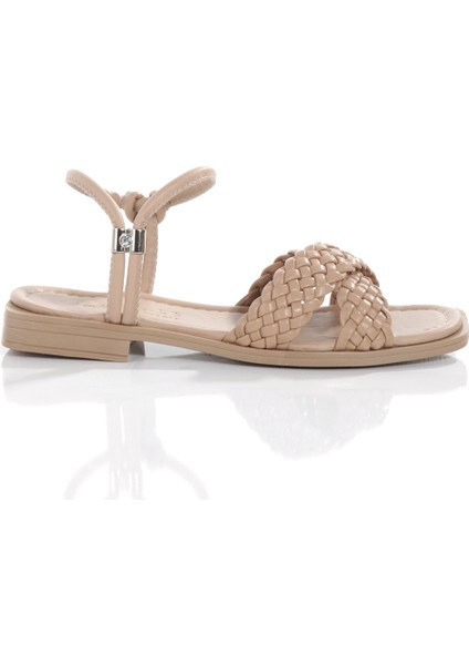 MİA026-1560 Kadın Nut El Örgülü Abiye Günlük-Düğün-Eğlence-Tatil Sandaleti indirimleri