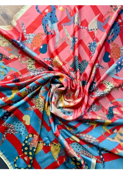 Scarf Pink/turkuaz Geçişli Fular 100*100 cm