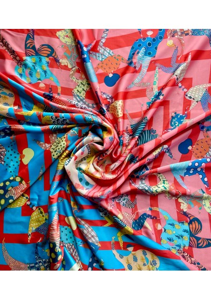 Scarf Pink/turkuaz Geçişli Fular 100*100 cm fiyatları