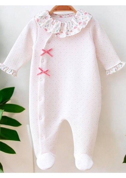 Kız Bebek Yakalı Patikli Çiçekli Tulum