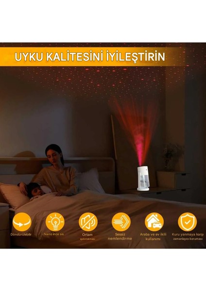 Tavana Işık Yansıtan Gece Lambası Hava Nemlemdirici Ev ve Araba Için Işıklı Aromaterapi