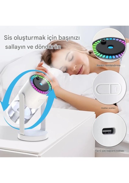 Tavana Işık Yansıtan Gece Lambası Hava Nemlemdirici Ev ve Araba Için Işıklı Aromaterapi