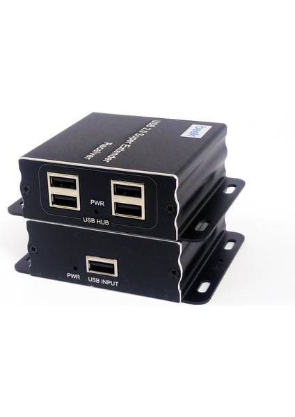 Cat 5 USB 2.0 Sinyal Uzatma Cihazı, Alıcı (Receiver) ve Verici (Sender) Birim dahil, 4 Port USB 2.0 Hub, 60 metre, alüminyum&lt;br&gt;Beek USB 2.0 Extender 60m
