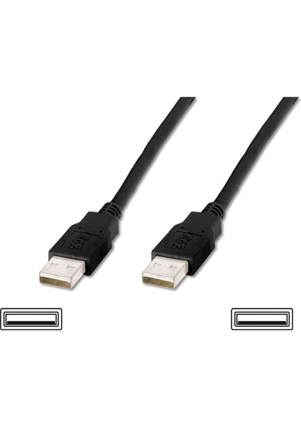 Usb 2.0 Bağlantı Kablosu, Usb A Erkek - Usb A Erkek, 1 Metre, Awg 28, Usb 2.0 Uyumlu, Ul, Siyah Renk