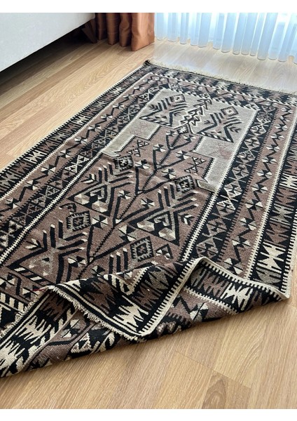 180 x 117 cm Siyah Kahverengi Türk Kilim, El Dokuması Yün Kilim, Ender Motifli Şık Ev Hediyesi fiyatları