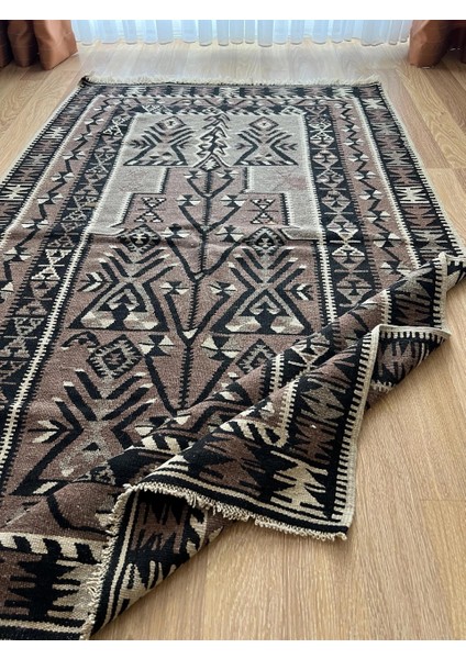 180 x 117 cm Siyah Kahverengi Türk Kilim, El Dokuması Yün Kilim, Ender Motifli Şık Ev Hediyesi modelleri