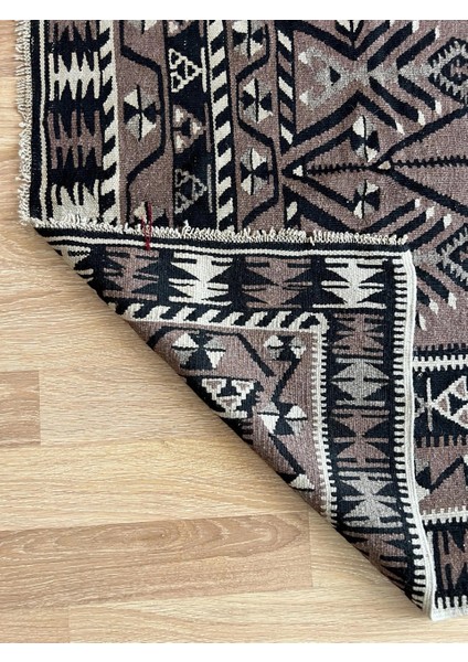 180 x 117 cm Siyah Kahverengi Türk Kilim, El Dokuması Yün Kilim, Ender Motifli Şık Ev Hediyesi fırsatları