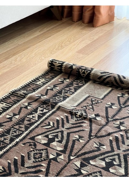 180 x 117 cm Siyah Kahverengi Türk Kilim, El Dokuması Yün Kilim, Ender Motifli Şık Ev Hediyesi indirimleri
