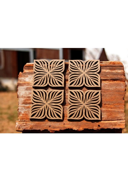 Ylndesign Wood&Craft - Yaprak Desenli Lazer Kesim Ahşap Bardak Altlığı modelleri