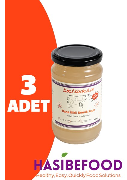 Jöle Kıvamında Ilikli Dana Kemik Suyu 320 ml 3 Adet