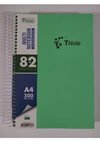 Tnote 8+2 Bölmeli A4 Spiralli Defter 300 Yp