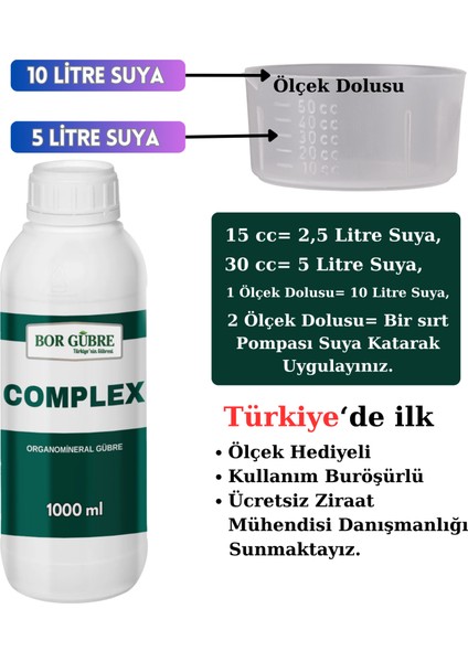 Complex -1000 ml Organomineral Gübre -Yeşil Aksamı Geliştirir. Ürün Kalitesi ve Verimi Arttırır.(Fabrikadan Halka Üretim Zinciri Kampanyası ile Satılmaktadır.)