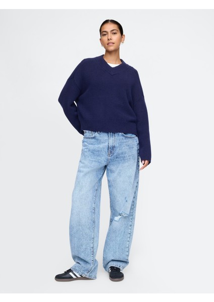 Erkek Mavi Baggy Jean Pantolon fırsatları