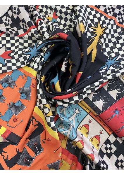 Scarf Lion Oranj/siyah Fular 100*100