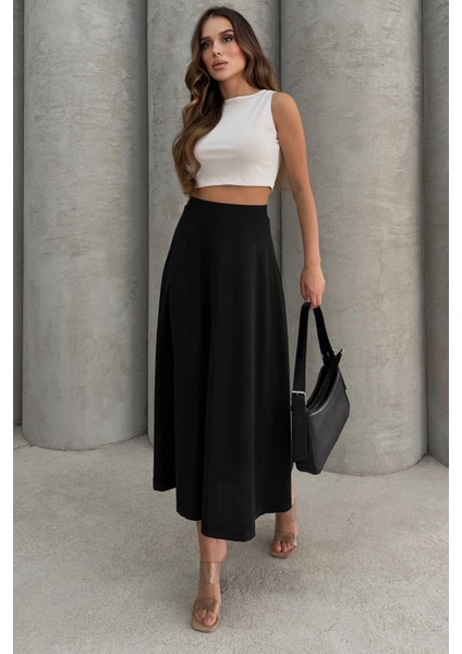 Puf Scuba Kloş Lastikli Uzun Etek