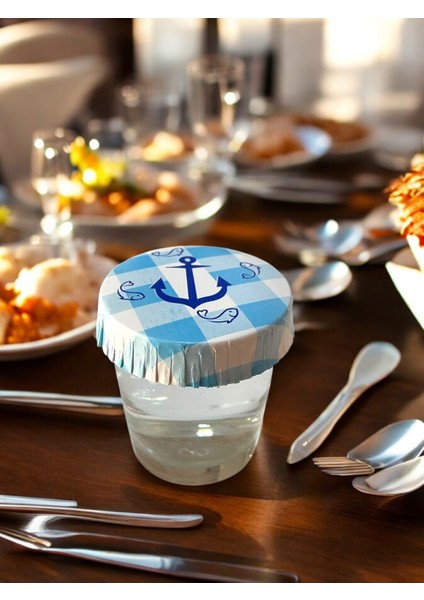 Deniz Çapası Desenli Kağıt Bardak Kapağı 75 mm 100 Adet modelleri