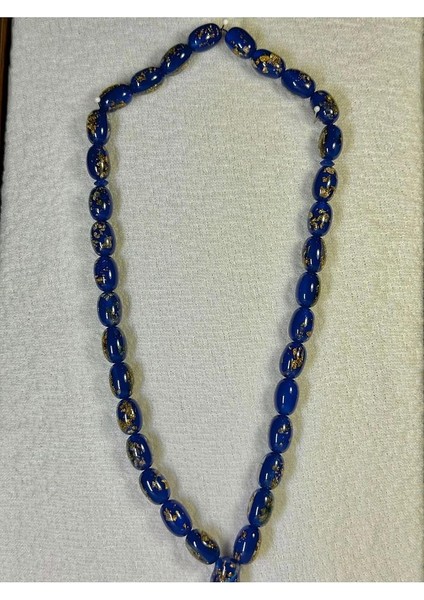 Altın Varaklı Tesbih Lacivert Renkli Kapsül Kesim T-18 fiyatları