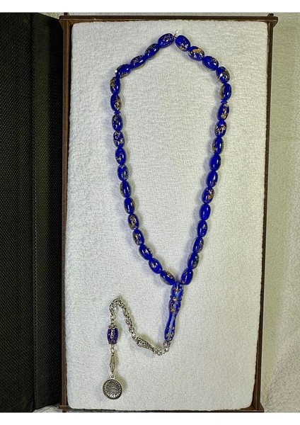 Altın Varaklı Tesbih Lacivert Renkli Kapsül Kesim T-18 modelleri