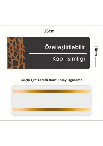 Ofis Departman Kapı Isimliği, Özelleştirilebilir 26X10CM - Siyah & Antrasit modelleri