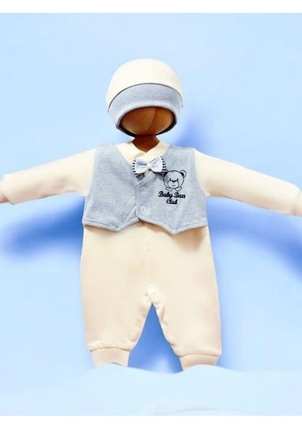 Erkek Bebek Ayıcıklı Papyon Detaylı Tulum