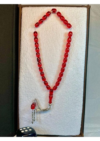 Ateş Kehribar Tesbih Kırmızı Renkli Kapsül Kesim T-84 fırsatları