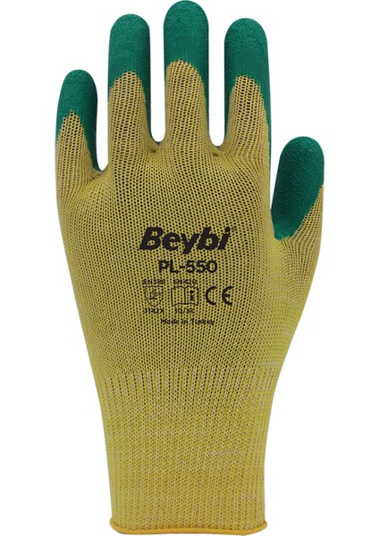 PL550 10 Beden 6lı Nitril Pamuk Örme Eldiveni (3142X) Sarı Yeşil