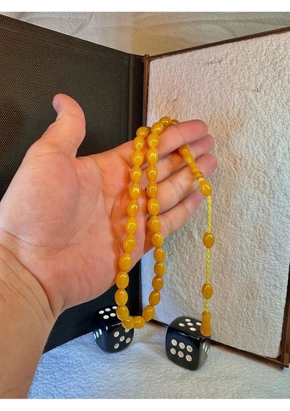 Çubuk Kehribar Tesbih Sarı Renkli Beyzi Kesim T-74