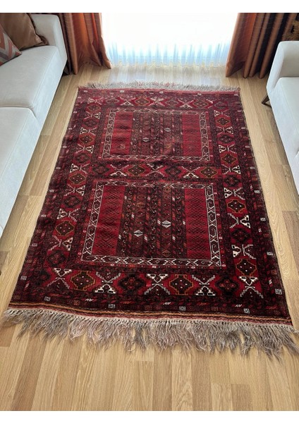 158 x 223 cm Kırmızı ve Bordo Türk Kilim Halısı, El Dokuması Yün Halı, Canlı Renkler ve Bohem Tarzı, Ev Hediyesi