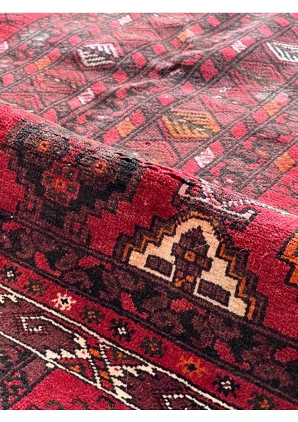 158 x 223 cm Kırmızı ve Bordo Türk Kilim Halısı, El Dokuması Yün Halı, Canlı Renkler ve Bohem Tarzı, Ev Hediyesi
