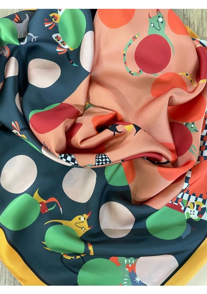 Scarf Oranj Puantiyeli Fular 100*100