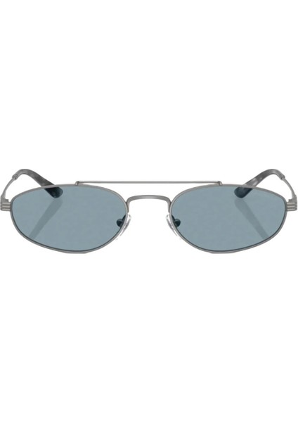 EA2157-300372 Unisex Güneş Gözlüğü Köprülü Metal Çerçeve Oval Mavi Cam