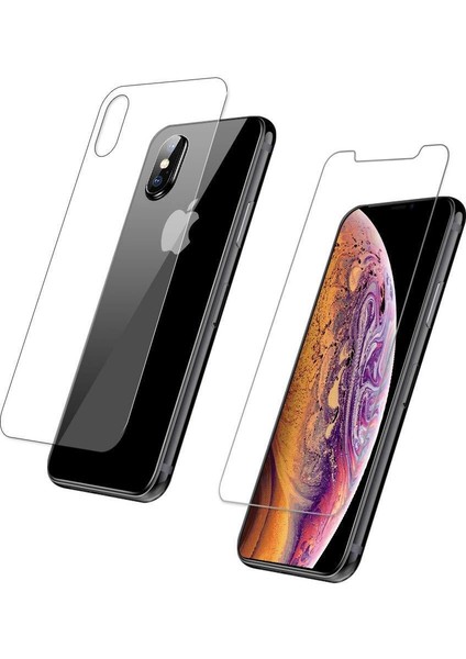 Apple iPhone x Özel Kesim Nano Şeffaf Ön ve Arka Telefon Ekran Koruyucu Set