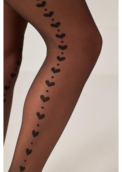 Kadın Kalpli İnce Külotlu Çorap Siyah indirimleri