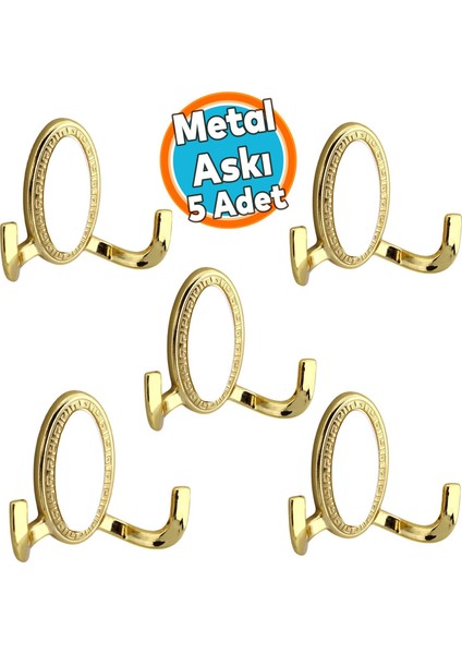Askı Gold Altın Dolap Askılık Askılığı Duvar Vestiyer Banyo Mutfak Elbise Kıyafet Askısı 5 Adet