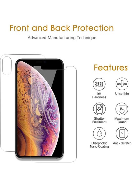 Apple iPhone Xr Özel Kesim Nano Şeffaf Ön ve Arka Telefon Ekran Koruyucu Set