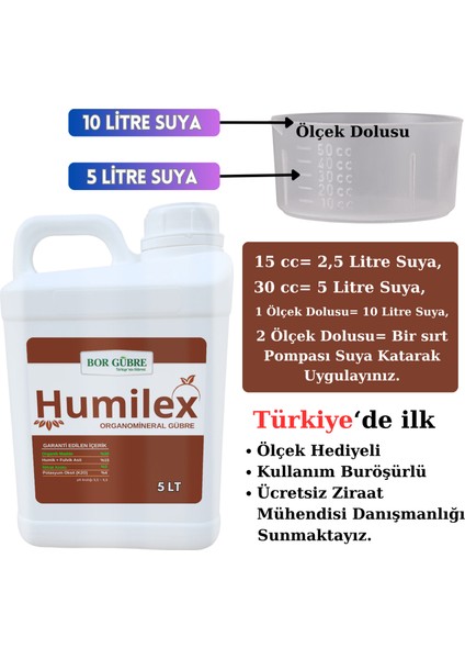 Humilex - 5lt Hümik ve Fulvik Asit Içerikli Sıvı Organik Madde Gübresi