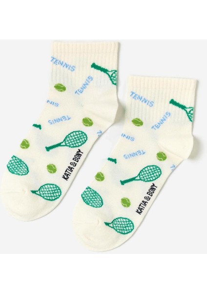 Erkek Tenis Desenli 4'lü Paket Kısa Soket Çorap