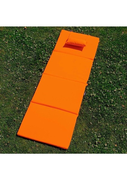 Katlanır Şezlong Minderi - Taşınır Kamp Yatağı Su Itici Solmaz Kumaş 180X60X3 Turuncu Ultraluks