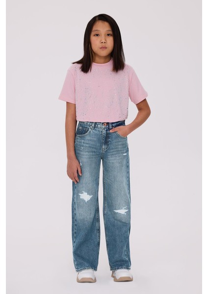 Bg Store Kız Çocuk Mavi Pantolon